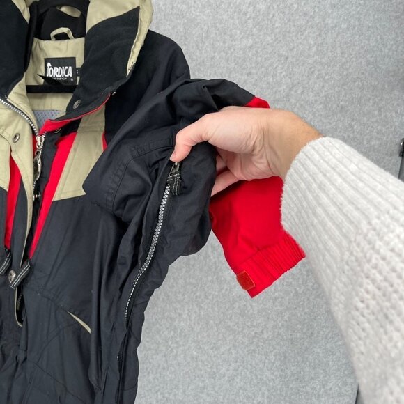 Nordica Vertech Womens Pullover Ski Parka Size 8 Black Red VTG 80s 90s Longline - Picture 10 of 16
